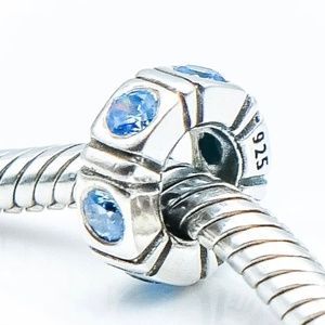 PANDORA BLUE ZIRCONIA TRINITY SPACER.  RETIRED!  # 790368CZB